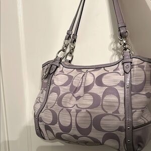 Coach Canvas Alexandra Lavender and Gray Signature Tote
